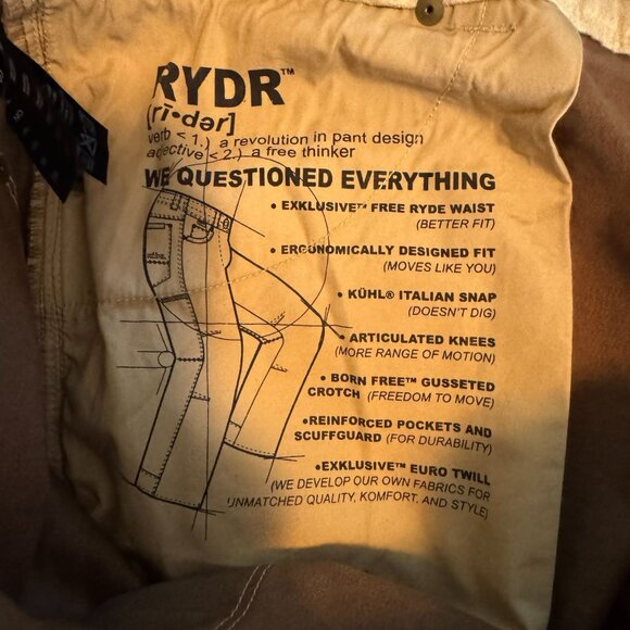 Kuhl Brown Rydr Work Pants, Vintage Patina, Canvas Work Pants, Size 38x32 - Picture 6 of 9